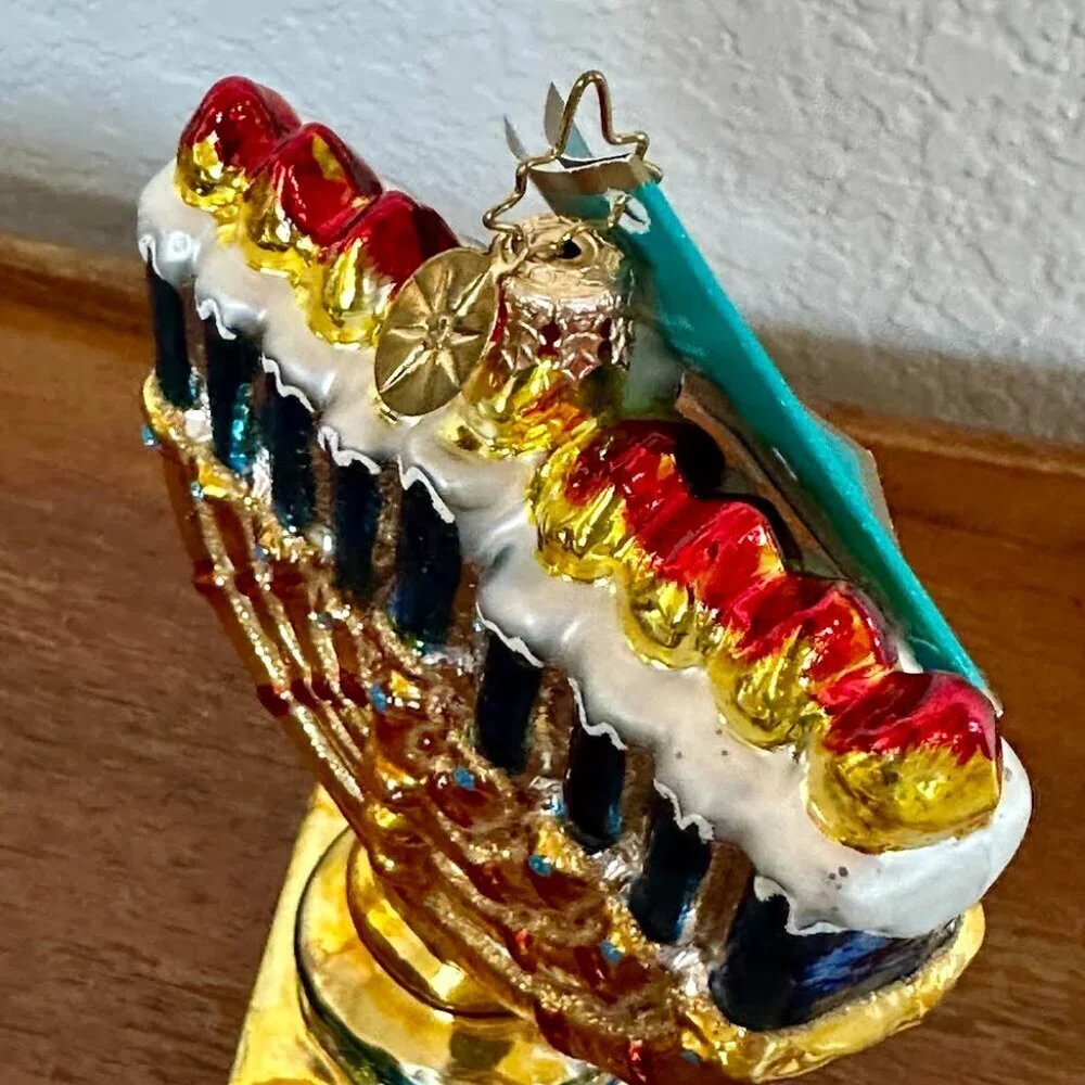 Christopher Radko Miracle of Light Menorah Glass Ornament
